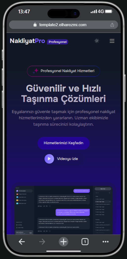 NakliyatPro mobil görünüm