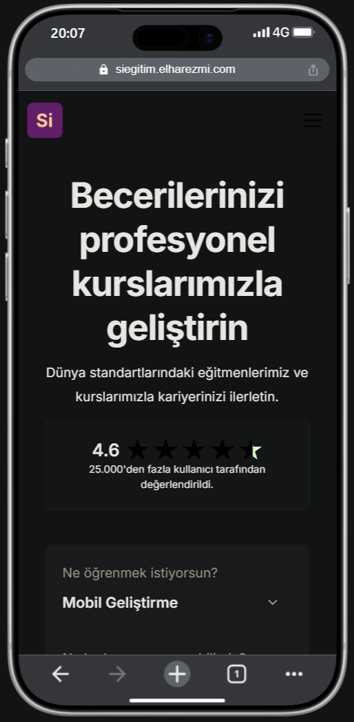 Eğitim Sitesi mobil görünüm