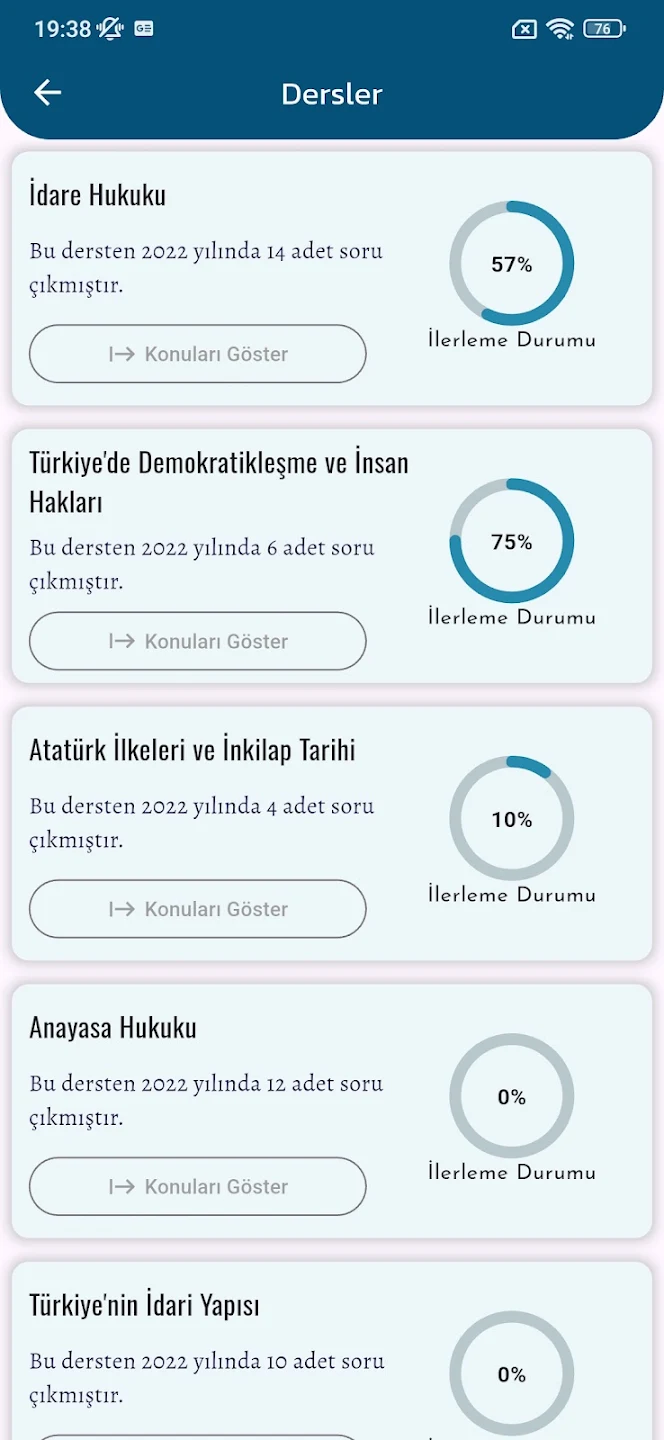 SZ Hukuk Ders Listesi