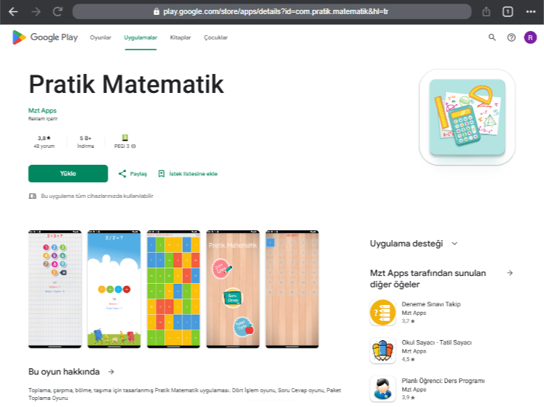 Pratik Matematik – Eğlenceli Dört İşlem ve Zeka Oyunu